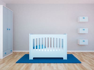 matching themed cabinet, shelf and baby crib in nursery - best cribs