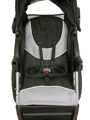 seat of a jogging stroller - harness and padding