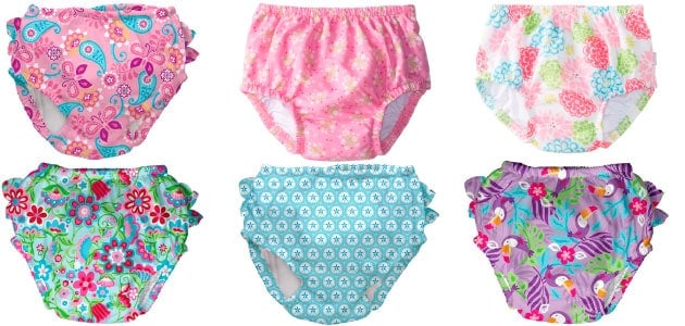girls swim diapers in different patterns and colors