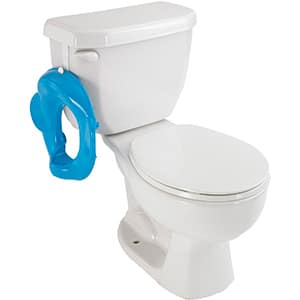 potty seat hanging on the side of the toilet