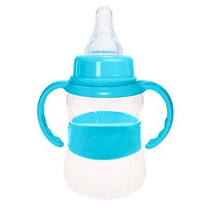 plastic baby bottle with handles