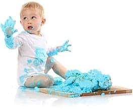 BAby shirt covered in blue paint