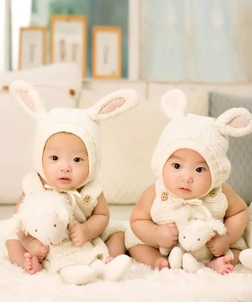 twins wearing bunny