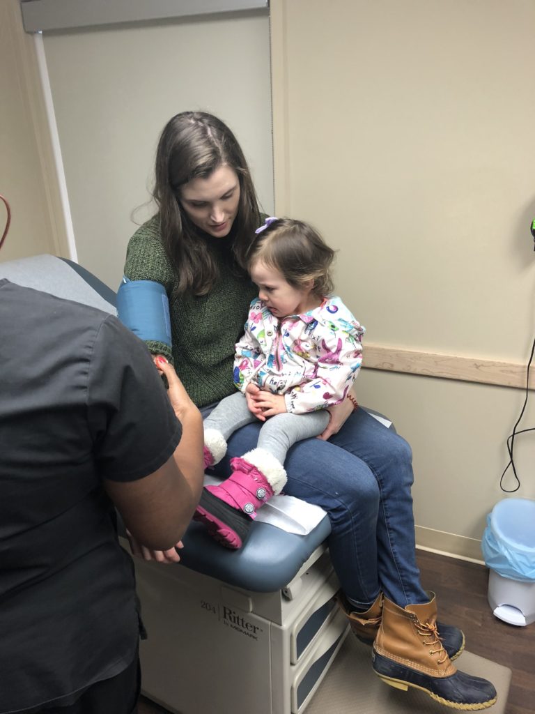 15 weeks pregnant; Trina and L at the doctor