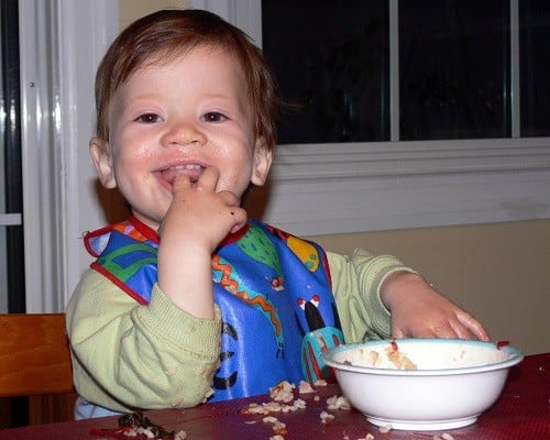 Baby eating their food