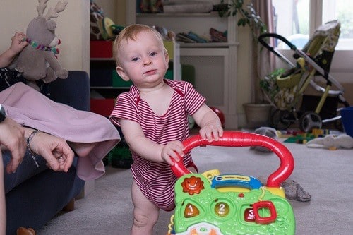baby wearing stripe red