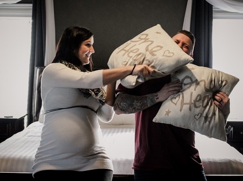 Pregnant woman and the two pillows