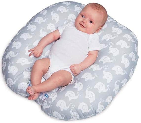 Baby resting in Boppy Newborn Lounger