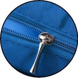 close up of a zipper on a diaper bag