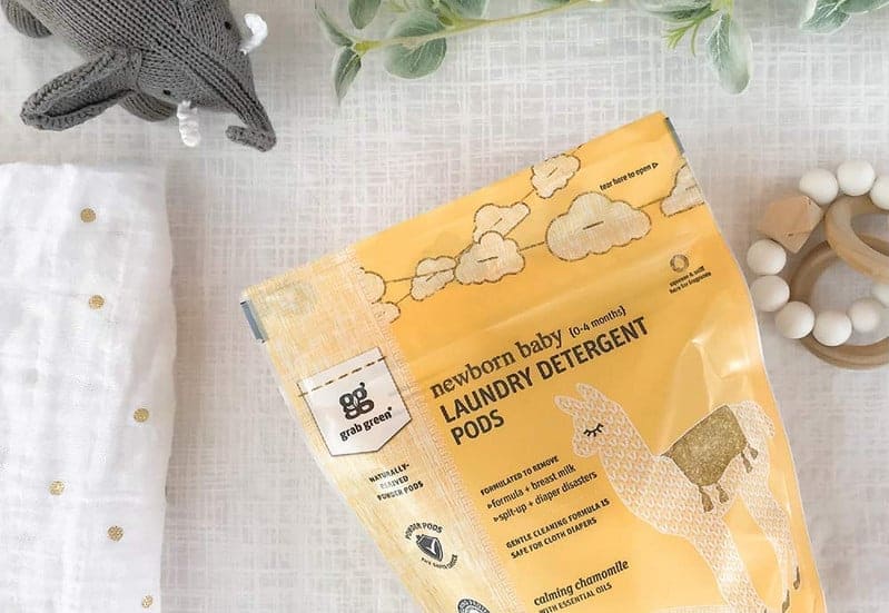 Grab Green {Stage 1; 0-4 Months} Natural Newborn Baby Laundry Detergent Pods, Organic Enzyme-Powered