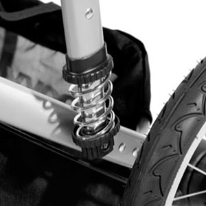 jogging stroller suspension system - a single shock absorber