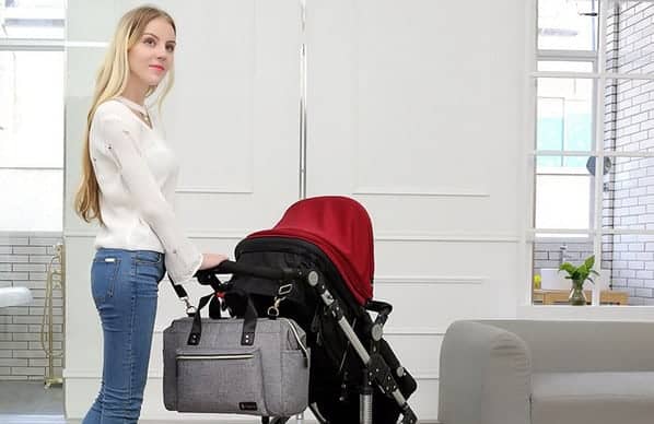 Diaper Bag, RUVALINO Large Diaper Tote Stylish for Mom and Dad Convertible Travel Baby Bag for Boys and Girls with Changing Pad, Insulated Pockets