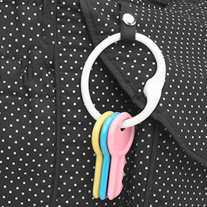 toy hook on the side of a diaper bag
