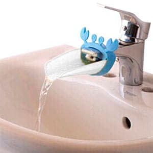 water coming out of faucet and flowing down faucet extender