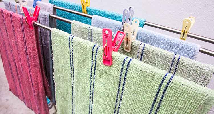 Wet towels hanging out to dry