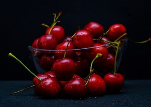 Bowl of red cherries