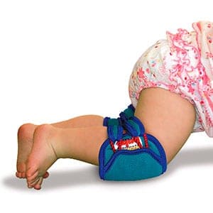 babt wearing knee pads while crawling