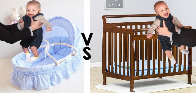 placing a baby in side a bassinet vs crib