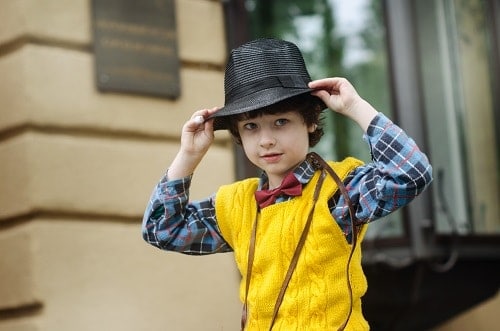 Boy wearing checkered long sleeve