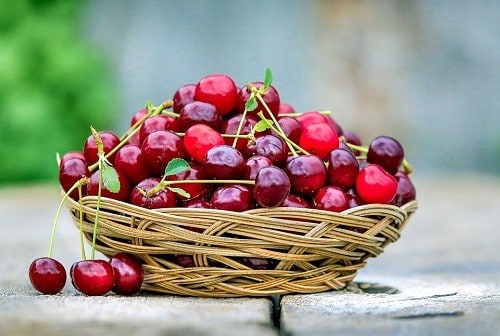 Cherry on a basket