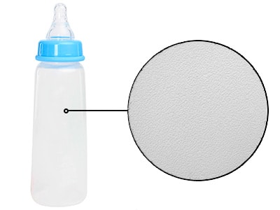 close up of a baby bottle made from plastic