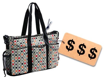 diaper bag with price tag