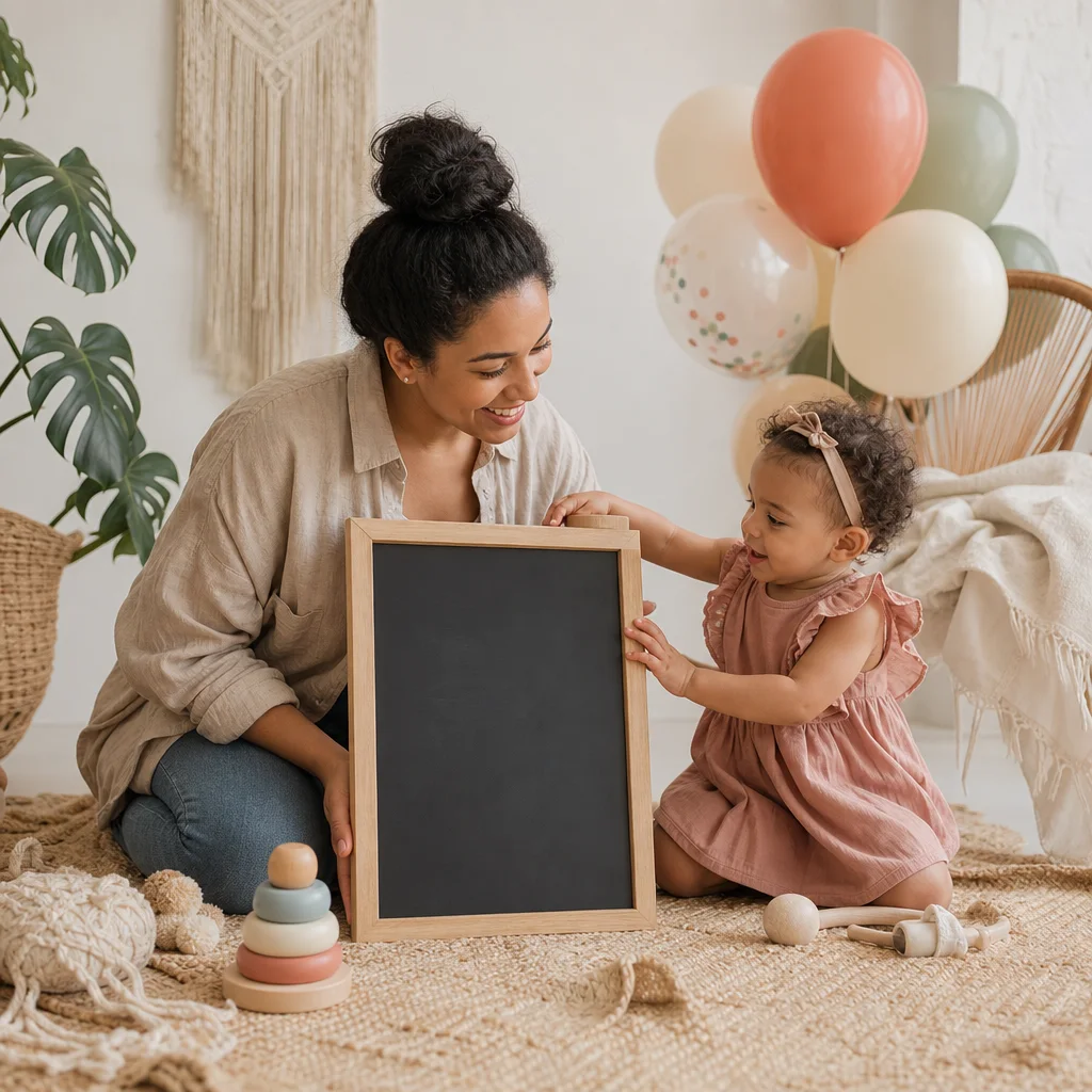 First Birthday Chalkboard Template - Free Download for Baby's First Birthday
