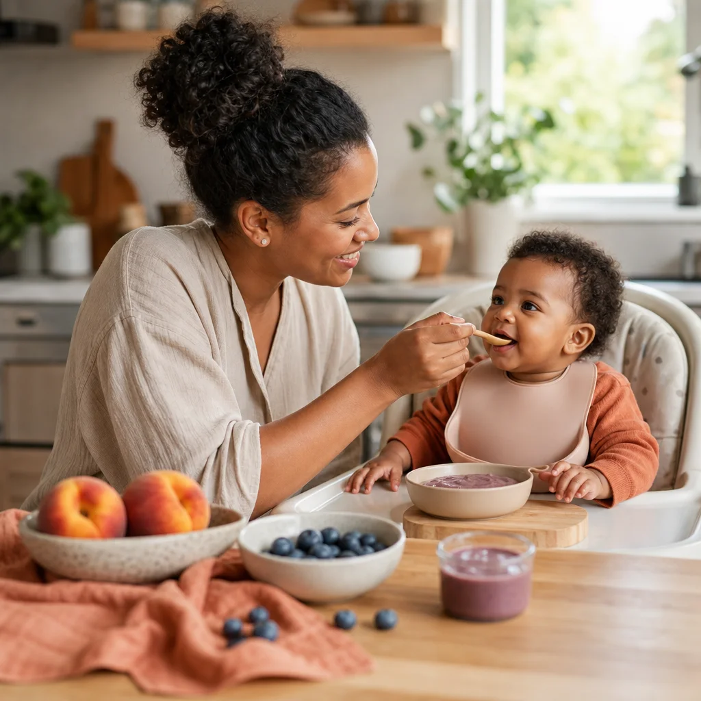 Homemade Peach and Blueberry Baby Food Recipes