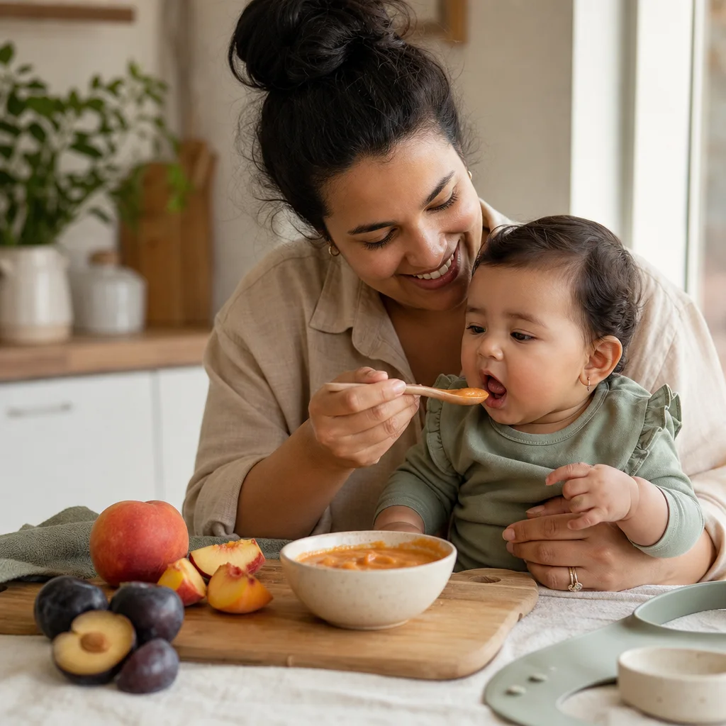 Homemade peach and plum baby food recipes