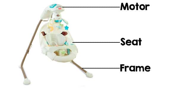 full sized baby swing parts - motor, seat and stand
