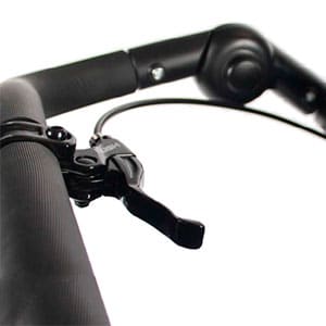 hand brake on handle bar of jogging stroller