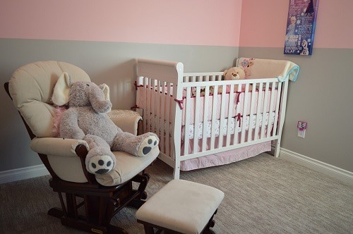 crib with stuff toys