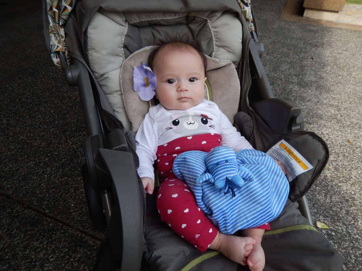 A baby in one of the best rear facing car seat options on the market today.