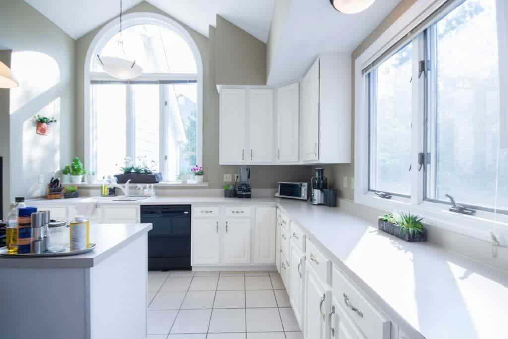 spacious white kitchen