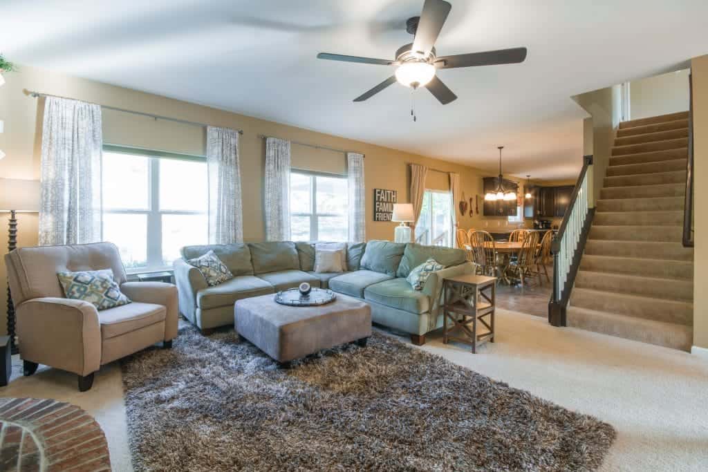 beautiful living room with stairs