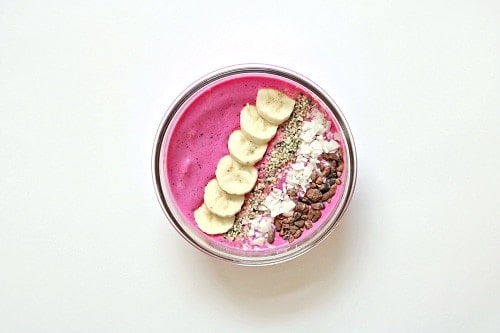 pink food in bowl