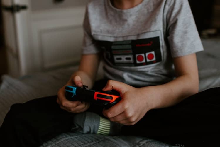 a boy playing video game