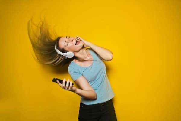 Woman listening to music