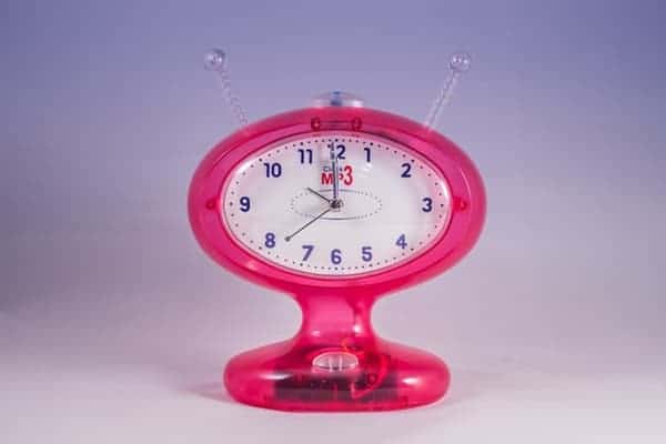 Pink and white Alarm Clock