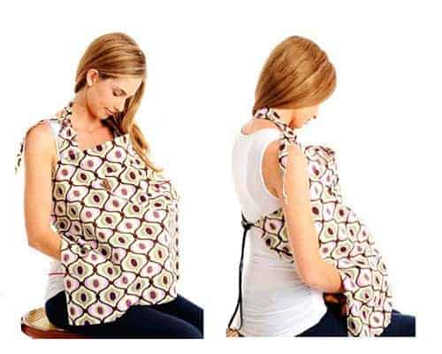 woman breastfeeding with canopy nursing cover different angles