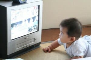 Baby is watching tv