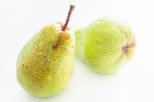 two yellow-green pear