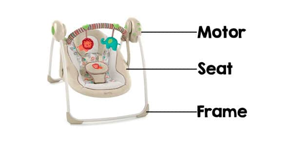 small portable baby swing parts - frame, seat and motor