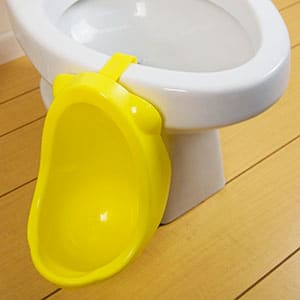 hanging potty training urinal made form yellow plastic