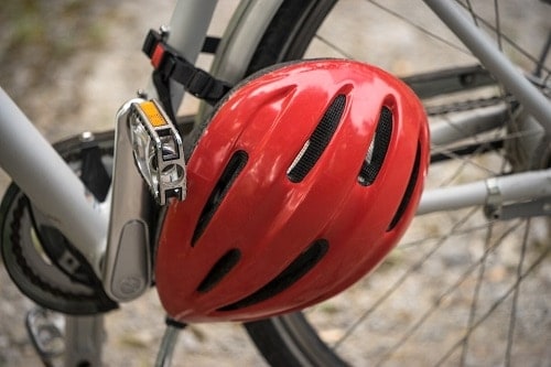 bike with red helmet