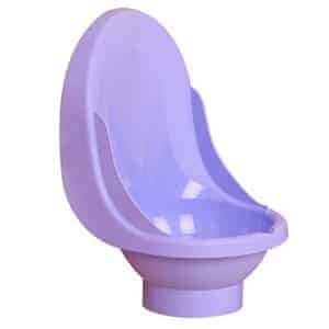 the sides of a purple potty training urinal