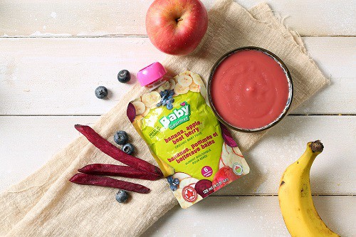 baby food gourmet with fruits