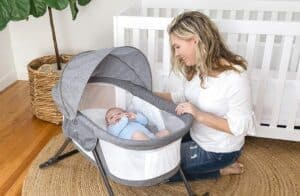 Baby Delight Go with Me Slumber Deluxe Portable Rocking Bassinet, Charcoal Tweed Fashion